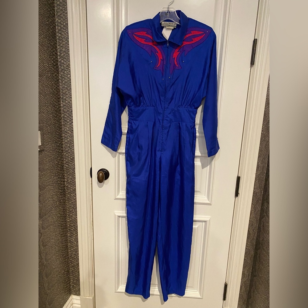 Joan Walters Cobalt Blue Lightweight Silky Jumpsuit - Picture 2 of 5